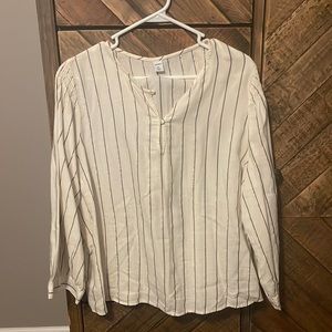 Old Navy pinstripe linen top, size XL.